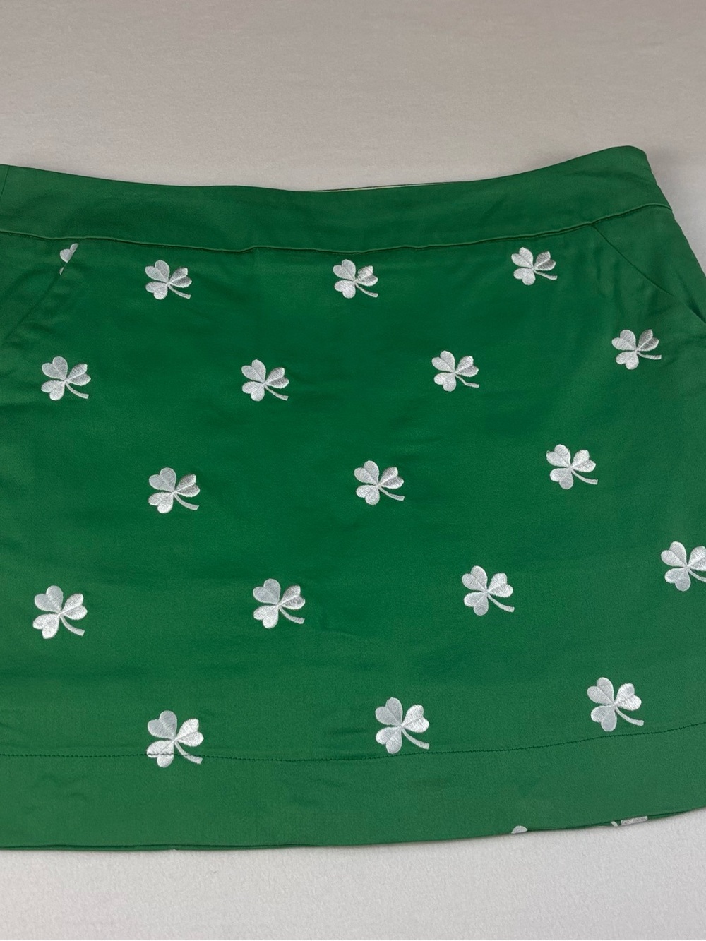 Loudmouth Green Mini Skort with White Clover Embroidery